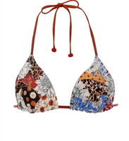 Bikini string réversible à imprimé floral et léopard, à nouer sur le côté, avec pompons, en Econyl écologique, séchage rapide, personnalisable OEM, vente en gros