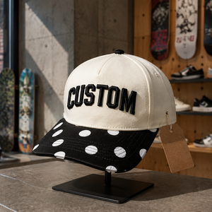 Casquette de baseball personnalisée OEM ODM avec patch en cuir gaufré, visière à pois, coton multicolore, vente en gros, respirante et légère pour hommes - Product Image 3