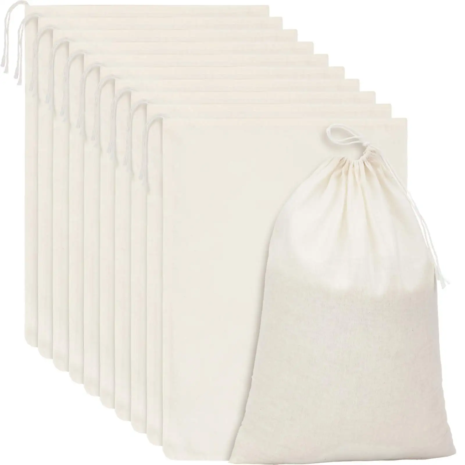 KAISEN 2024 Hot Sale Custom White Cotton Drawstring Packaging Bag Canvas Dust Bag For Shopping