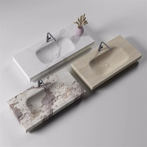 Lavabo Integrado de <span class=keywords><strong>Diseño</strong></span> Moderno en Tablero Laminado Curvado en Caliente, Lavabo Rectangular con Ranura de Drenaje para Muebles de Baño - Product Image 4