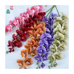 ดอกไม้ผ้าไหมตกแต่งบ้าน15 Phalaenopsis สาขาเดียวสำหรับตกแต่งภูมิทัศน์งานแต่งงานดอกไม้ผ้าไหม