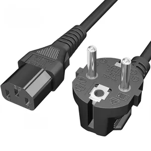 Enchufe DE LA UE CEE7/7 de 0.75 mm2 a cable de alimentación IEC C13 de 6 pies con aprobaciones VDE ENEC Adecuado para usar como cable de alimentación de computadora de PC Europa