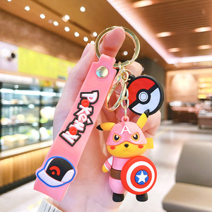 Llavero de goma de PVC suave para coche, bolso de muñeca personalizado, colgante de <span class=keywords><strong>mochila</strong></span>, llavero de diseño de dibujos animados lindo Pokemoned Marvel Capitán América - Product Image 4