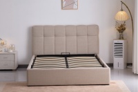 Lit Double Queen à Vendre Très Bien Design Moderne avec Rangement, Cadre de Lit Souple avec Vérin à Gaz, Ensemble de Chambre à Coucher en Bois
