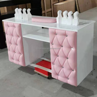 Table de manucure rose personnalisée, chaise de pédicure moderne, pour ongles, ensemble de meubles de salon de manucure, couleur rose, pièces