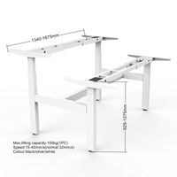 Bureau d'ordinateur de bureau moderne à double moteur blanc, bureau électrique debout d'angle avec réglage de la hauteur, matériau métallique