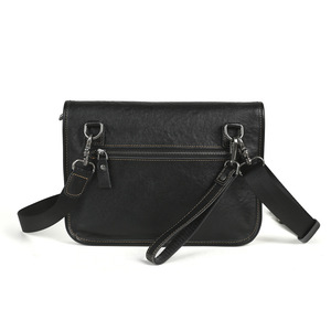Men's Crossbody <b>Bag</b> Cowhide <b>Black</b> <b>Small</b> Everyday Fashionable Chest <b>Bag</b> - Product Image 4