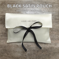 Pochette en satin noir personnalisée avec logo sérigraphié, marque Jiaxinda, pour emballage cadeau de vêtements, extensions capillaires et perruques – Fabrication OEM
