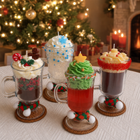 Großhandel Handgefertigte Weihnachts-Glasbecher-förmige Duftkerzen Wohndekor-Ornamente Festliche Geschenke Gelee-Soja-Duftkerzen