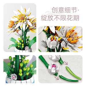 JIESTAR JJ9033 835PCS Série Fleurs Epiphyllum <span class=keywords><strong>Vase</strong></span> à Fleurs Ornement Blocs de Construction Modèle Technique Jouet Éducatif Cadeau de Fête - Product Image 5