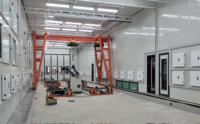 Cabine de peinture automobile chauffée au diesel Longxiang LX-1 avec certification CE, température de cuisson de 80°C pour la retouche de véhicules