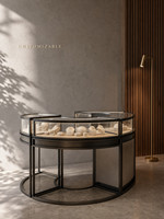 Vitrine de présentation de bijoux en marbre et bois sur mesure avec éclairage LED pour les bijouteries, les magasins de détail et les salles d'exposition