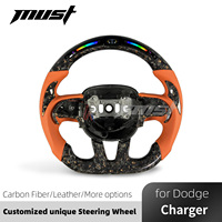 Volant en fibre de carbone forgé avec paillettes dorées personnalisées pour Dodge Charger Challenger SRT Hellcat R/T 2013-2023 pour Jeep Trackhawk