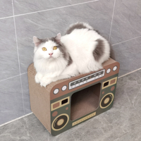 Écologique Recycler Artisanat Papier Ondulé Intégré Carton Chat Scratch IC-5072 Radio Pet House Grappling Board