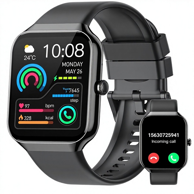 Smart Watch 1.96" HD Touch Color Android Wear 1.0 Rectangular Men Women Answer/Make Calls Fitness Heart Rate/Sleep Monitor