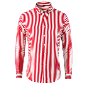 Chemise décontractée d'été pour hommes, à rayures bleues, version large, chemises en tricot brodé à <span class=keywords><strong>manches</strong></span> <span class=keywords><strong>longues</strong></span> - Product Image 2
