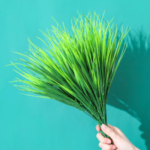 Césped artificial de 7 puntas, flor de plástico, hierba de primavera, planta de pared, planta verde, joyería, partición, flor, decoración de jardinería - Product Image 6