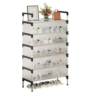 <span class=keywords><strong>Meuble</strong></span> à chaussures simple d'entrée, multi-niveaux, anti-poussière, en métal, pour salon, couloir, dortoir étudiant, rangement - Product Image 1