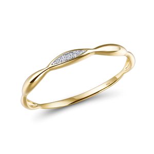 10K Solid Yellow Gold Micro Pave Zircon Stackable <b>Ring</b> Smooth Double Curved Bulge <b>Thin</b> Dainty Promise Band for Women - Product Image 2