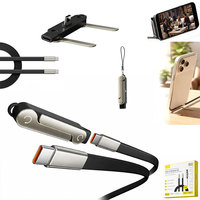 Câble de charge rapide 240W Type-C, câble de données, câble de charge rapide pliable avec support, câble de charge rapide en silicone