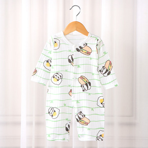 <span class=keywords><strong>Combinaison</strong></span> à manches courtes d'été mignonne pour garçons filles barboteuse 100% coton avec motif de dessin animé costume de ramper fendu <span class=keywords><strong>pyjama</strong></span> mince complet - Product Image 6