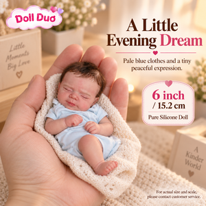 ตุ๊กตาเด็กเกิดใหม่ซิลิโคนทั้งตัวขนาด 6 นิ้ว รุ่น Doll Duo Custom สวมชุดนอนสีฟ้า ของขวัญคริสต์มาสส่วนตัวสำหรับเด็ก - Product Image 1