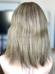 Cabello humano Europeo de 13 pulgadas, marrón, raíces oscuras, ondas naturales, Color Piano, pelucas judías kosher cortas para mujeres - Product Image 4