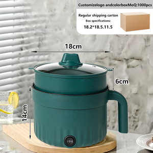 Poêle électrique circulaire pour la maison, revêtement antiadhésif, corps en acier inoxydable, couvercle en verre trempé, capacité de 1,8 L, utilisation domestique pratique - Product Image 4