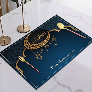 Tovagliette Ramadan Kareem Design a <span class=keywords><strong>mezzaluna</strong></span> per feste Eid Al-Fitr e decorazioni da pranzo per la casa tappetini da tavolo rettangolari - Product Image 3