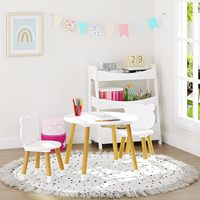 Table moderne en bois pour enfants et ensemble de 2 chaises table ronde de 3 pièces pour tout-petits filles garçons blanc