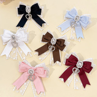 Clip Nœud en Ruban Dentelle pour Sac Ita, Nœud Papillon Cœur Diamant, Accessoire de Décoration pour Sacs à Dos Lolita pour Filles