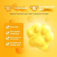 Savon Solide Artisanal Patte de Chat au Fromage avec Huile Essentielle, Nettoyant Sans Produits Chimiques, Brosse Cadeau, Direct Usine