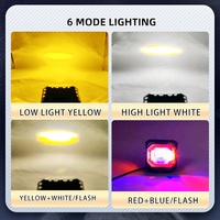 Feux de route pour moto, lentille LED, phare, feux de route avec DRL rouge et bleu, feu de travail, feu antibrouillard, ampoule pour voiture, camion