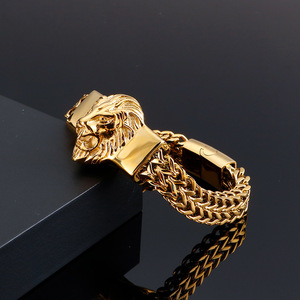 Nuevo Brazalete de Cadena y Eslabones de Acero Inoxidable para Hombre, Diseño Retro de León, Estilo Punk, Joyería de Mano Sencilla y con Personalidad - Product Image 4