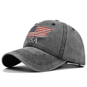 High Quality Custom USA Flag Dad Hat Washed Cotton Distressed <b>Baseball</b> <b>Cap</b> with Embroidery Logo for <b>Men</b> Women Wholesale Hats - Product Image 3