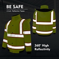 Veste d'hiver haute visibilité réfléchissante pour la construction, le contrôle du trafic, le cyclisme en extérieur - à capuche amovible, imperméable et ajustable