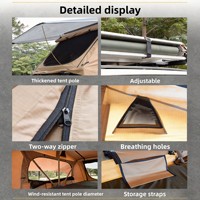 Tente de toit triangulaire souple 1,4 m pour 2-3 personnes, quatre saisons, double couche, en alliage d'aluminium, imperméable, ouverture rapide en 3 secondes pour voiture