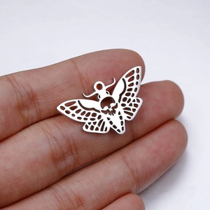 Breloques tête <span class=keywords><strong>de</strong></span> <span class=keywords><strong>mort</strong></span> polies miroir pendentifs Halloween en acier inoxydable pour collier boucles d'oreilles ornements fournitures en gros - Product Image 5
