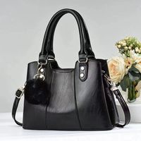 Sac fourre-tout en cuir PU grande capacité pour femme avec pompon, fermeture éclair, poignée supérieure portable, sac à bandoulière, sac de maman en polyester