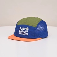 Casquette de sport à visière courte en nylon imperméable de haute qualité, multicolore, pour l'extérieur, vente en gros, logo brodé personnalisé, 5 panneaux, course à pied