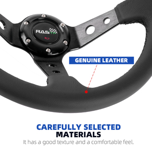 <span class=keywords><strong>Volant</strong></span> de rue en cuir noir 350mm <span class=keywords><strong>Volant</strong></span> de course de <span class=keywords><strong>rallye</strong></span> - Product Image 5