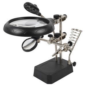 Lupa LED con lente de vidrio de 100 mm y 3 luces LED, soporte con abrazadera ajustable para reparación y herramienta de inspección electrónica - Product Image 4