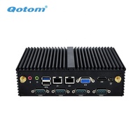 Qotom precio bajo 7 puertos RS232 Com barato integrado sin ventilador Industrial PC placa base Mini PC