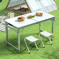 Table pliante réglable en hauteur en alliage d'aluminium, table de camping portable, mobilier d'extérieur, table de pique-nique pour la mise en place de stands
