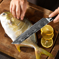 Ensemble de 10 couteaux de chef faits à la main en acier inoxydable à motif Damas, manche en bois coloré, pour la cuisine