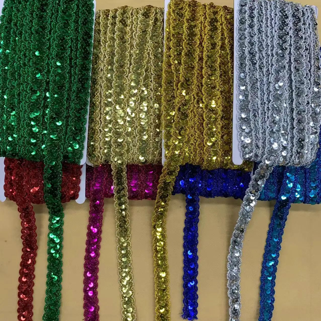 ZSY Wholesale metallic gold thread lace trim 2cm bridal sequins lace trim border lace trim embroidery