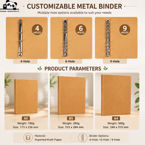 Cuaderno de Anillas con Tapa Dura de <span class=keywords><strong>Papel</strong></span> Kraft Reciclado Marrón Vintage de Alta Calidad Personalizado A4 B5 A5 A6 - Product Image 3