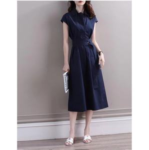<strong>Navy</strong> Blue Sleeveless Long <strong>Lady</strong> Casual Dress - Product Image 1
