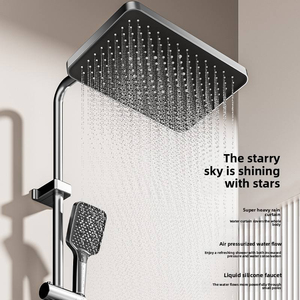 Système de <span class=keywords><strong>douche</strong></span> moderne gris anthracite avec affichage numérique <span class=keywords><strong>LED</strong></span>, touches piano, en laiton, ensemble mitigeur pluie pour salle de bain, colonne de <span class=keywords><strong>douche</strong></span> de luxe 4 voies - Product Image 3