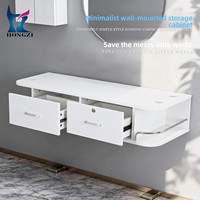 Vente en gros directe usine : Table de coiffure moderne et minimaliste avec miroir, meuble mural de rangement, trou pour sèche-cheveux, porte-clés, en MDF